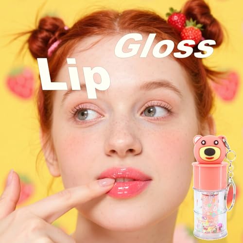 6Pc Hydrating Lip Gloss Set – Bear Design Shimmer & Sequins
