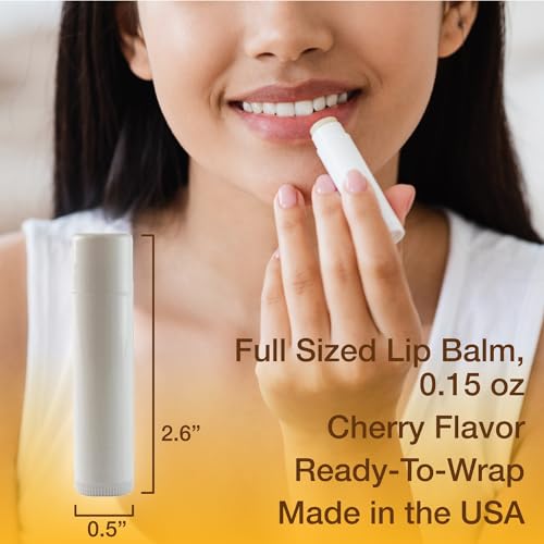 Nature's Bees DIY Lip Balm Kit, Natural Cherry Flavor, Includes 48 Blank Lip Balm Tubes with 60 Labels, Made with Beeswax, Cocoa Butter, Coconut Oil, and Aloe, 0.15 oz Each