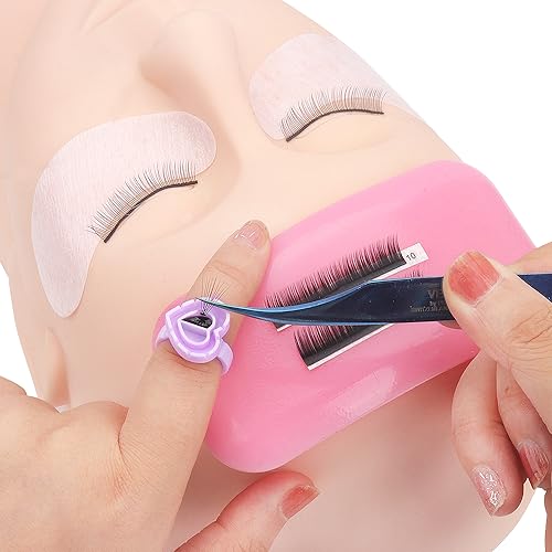 200pcs Disposable Plastic Eyelash Flower Glue Ring Lash Extension Blossom Holder Cup (Heart shape-Purple)