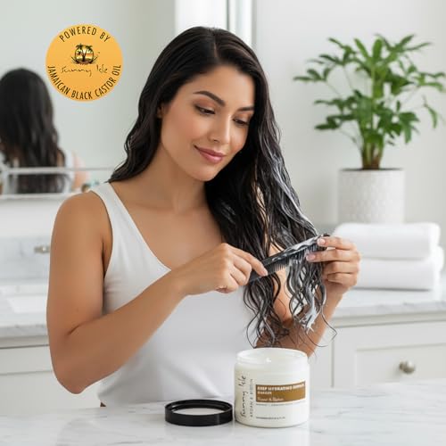 Sunny Isle Argan & Biotin Deep Hydrating Hair Masque - Intensive Repair, Almond Oil, Castor Oil - 16oz