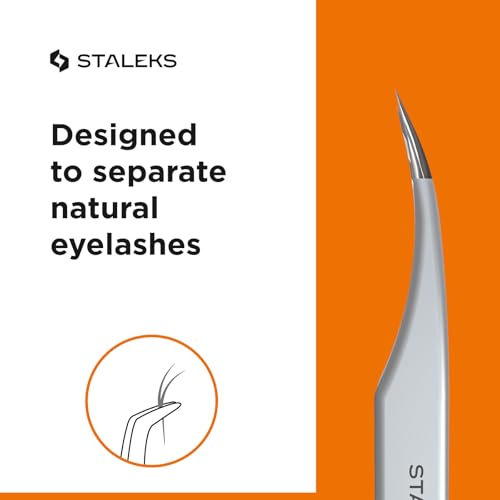 Staleks Pro Professional Eyelash Tweezers Expert 40 Type 11 ? Curved ? Lash Separation ? Stainless Steel ? Anti-Fatigue Design