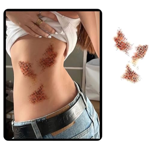 Gold Python Scale Tattoo Stickers - Waterproof Temporary Tattoos (4 Sheet)