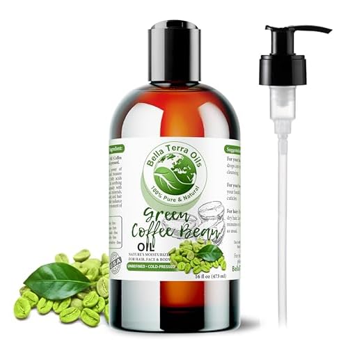 Bella Terra Oils - Green Coffee Bean Oil 16oz - Harness the Purity of Coffee Serum Ingredients, Enriched with Potent Acids for Lush & Healthy Skin