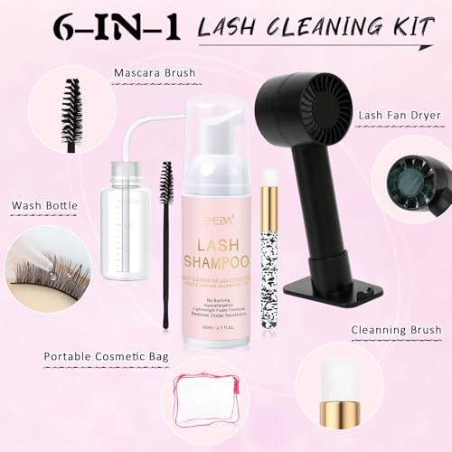 EMEDA Lash Shampoo Kit with USB Fan Dryer & Brush