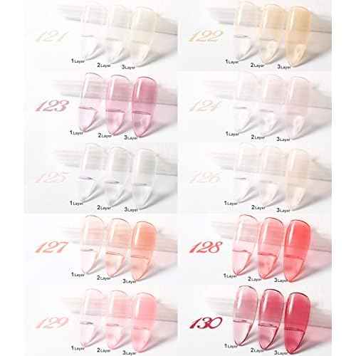 DouborQ 20 Bottles Jelly Gel Nail Polish Glass Translucent Crystal Blue Pink Red Pink Clear Green Yellow Purple Colors UV Soak Off LED Gel 7ml Soak Off Manicure Kit