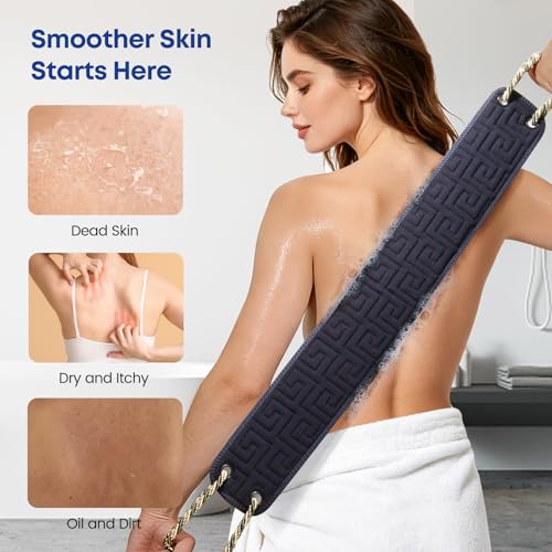 38 Inch Exfoliating Back Scrubber for Shower with Dual Handles