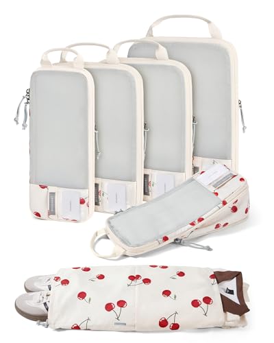 BAGSMART Cherry Pop 6-Piece Compression Packing Cubes for Travel