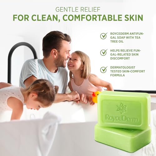 Roycederm Antifungal Bar Soap - Tea tree Oil Soap - Athlete¡¯s Foot Treatment for Jock Itch & Ringworm - Medicated Antifungal Soap with Clotrimazole 1% - Tea Tree Oil Scent, 2 Pack