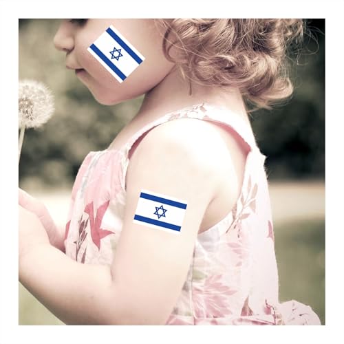 30 Israel Flag Temporary Tattoos - Pre-Cut Face Stickers
