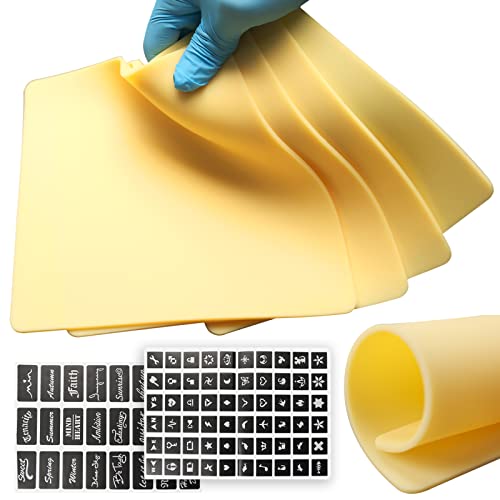 3MM Thick Practice Skin, 4pcs 7.8x7.8in Blank Fake Skin Silicone Sheet with 2 Templates