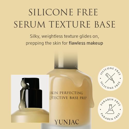 Base Prep Korean Primer (1.35 fl oz) ? Silicone-Free Grip Makeup Base, Serum Texture for Radiant Skin, Long-Lasting Glow with Rice Ferment, Ceramide, Niacinamide, Squalane