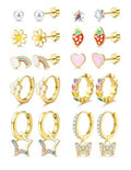 LOLIAS Hypoallergenic Flat Back Earrings 10 Pairs Set