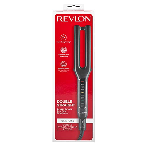 Revlon Double Straight Copper Ceramic Dual Plate Hair Straightener | Faster Styling and Reduced Damage