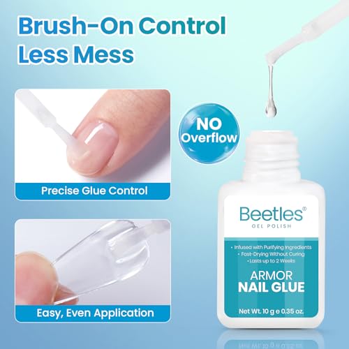 Beetles 10ml Super Strong Nail Glue, 10s Fast-Drying Brush On Glue