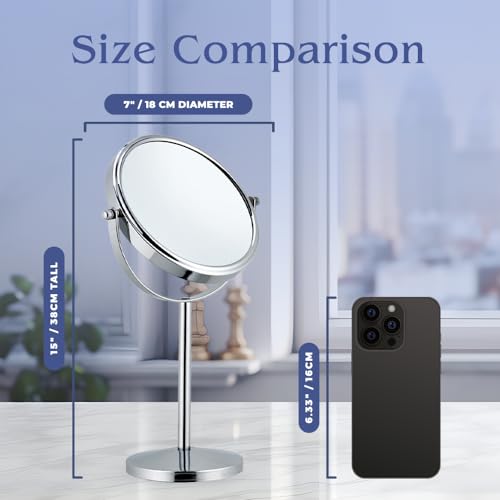 Mirrorvana 10X Magnifying Makeup Mirror - Chrome Tabletop Stand