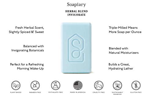 SOAPIARY Luxury Triple Milled Soap Bar - Natural Vegan Plant-Based Hypoallergenic Bath Soaps – Herbal Blend, Single Bar