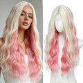Blonde Pink Long Wavy Wig 26 Inch - Heat-Resistant Synthetic Fiber