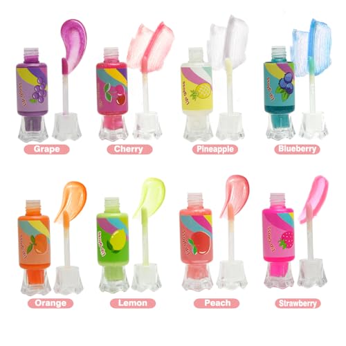 Mebtmel Glitter Lip Gloss Set for Kids, 6-Pack Candy Shapes