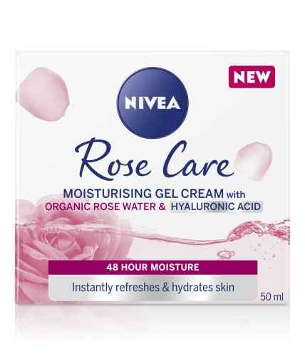 24h Day Cream (50 ml), Face Care with Rose Water and Hyaluron, Light Gel Face Cream for Smooth Delicate Skin, Moisturising Cream