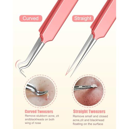 MORGLES Eyebrow Tweezers for Women Facial Hair, 10 in 1 Eyebrow Kit with Pimple Popper and Blackhead Remover Tools, Precision Ingrown Hair Tweezers Set with Travel Bag, Grooming Beauty Set