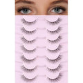 Natural Cat Eye Lashes False Eyelashes Natural 12mm Wispy Eyelashes with Thin Band 3D Volume False Lashes Soft Eye Lashes Pack C Curl Natural Eyelashes Fake Lashes 7 Pair EVENTILL