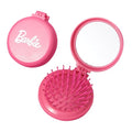 MINISO Barbie Portable Folding Mirror Comb for On-The-Go Styling | Compact Travel Hair Brush with Mirror | Fits in Pocket, Purse, Makeup Bag, Backpack | Detangling Comb for Women Quick Touch Ups