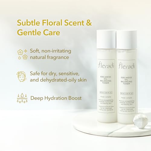 Edelweiss Oil Balancing Toner: Revitalize with 20% Edelweiss Extract - Dual Layer Hydration & PH Balance, Rich in 11 Flower Extracts, 5.07 fl oz - Ideal for All Skin Types