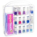 Nail Polish Holder Organizer with Lid and Handle for 30 Bottles (Clear, 11.8 x 11 x 3.15 In)