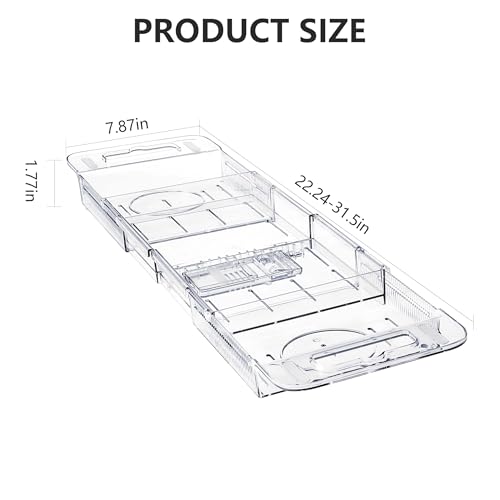 Adjustable Bathtub Caddy Tray 22-31 Inch | Clear Acrylic Bath Organizer