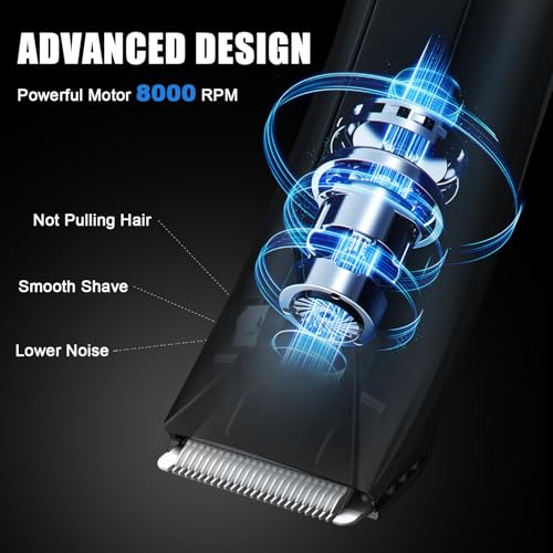 Men's Electric Body & Ball Hair Trimmer, 4-in-1 Ceramic Blade, Waterproof, Type C Charging, Black