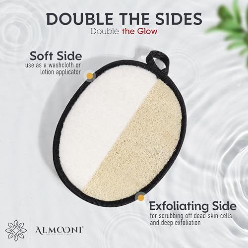 ALMOONI Loofah Sponge Body Scrubber for Men, 2 Count