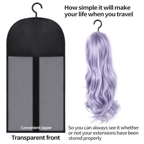 Hadwoer 4-Pack Wig & Hair Extension Storage Bags with Hangers, Dust-Proof