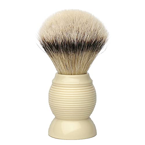 G.B.S Silvertip Synthetic Shaving Brush, Faux Ivory with Stainless Brush Stand, Knot Soft Bristle Grooming Professional Durable Convenient Brush