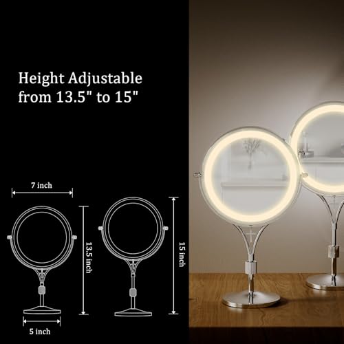 7" Lighted Makeup Mirror 1x/10x Magnification with 3 Color Lights