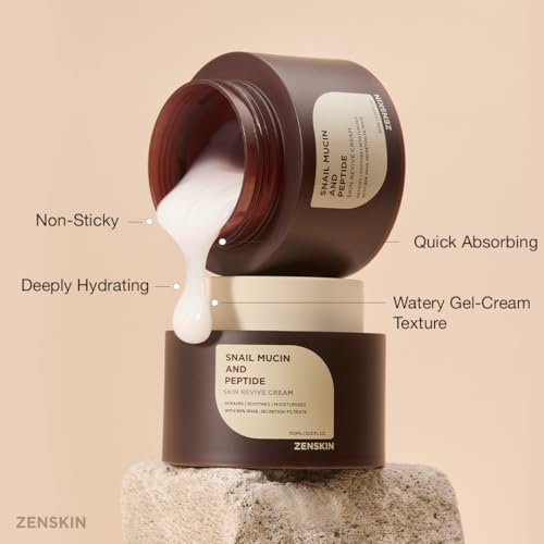 Snail Mucin & Peptide Skin Revive Cream, Deep Hydration, Youthful Appearance with 90% Snail Mucin & 5 Peptides for Smooth, Youthful, Radiant Skin, 100ml
