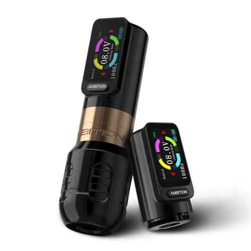 Ambition Zetton Wireless Tattoo Machine with Extra 2400mAh Battery Brushless Motor Straight Drive Bar Color Touch Display Rotary Tattoo Gun Cartridge Pen Supply for Professional Tattoo Artists