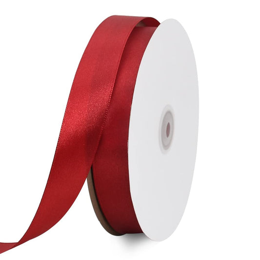 TONIFUL 1 Inch x 100yds Claret Red Satin Ribbon, Thin Solid Color Satin Ribbon for Gift Wrapping, Crafts, Hair Bows Making, Wedding Party Decoration, Invitation Cards, Floral Bouquets, Christmas