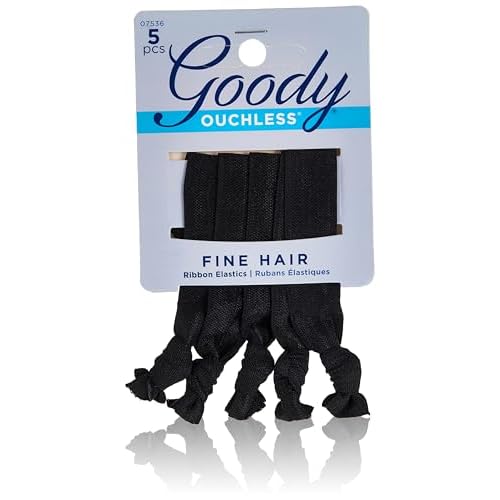 Goody WoMens Ouchless Ribbon Elastics, Solid Black, 5 Count