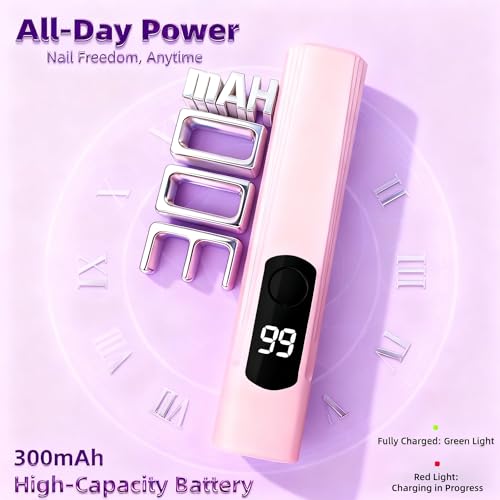 Kylara Pink Handheld UV Nail Lamp for Gel Nails, 60Min Cordless LED Nail Dryer