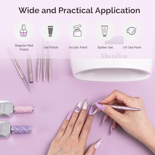 MelodySusie Nail Art Liner Brushes Set - 5Pc Professional Gel Polish Painting Pen