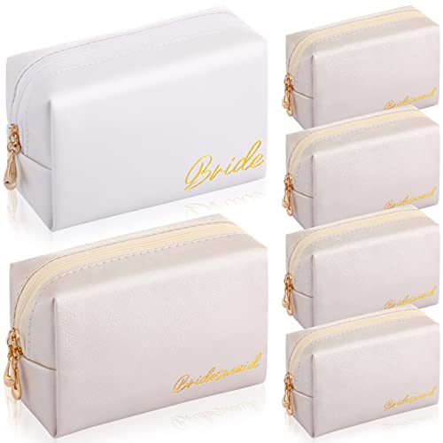Hillban 6-Piece Bride & Bridesmaid Makeup Bag Set - Waterproof Pouches