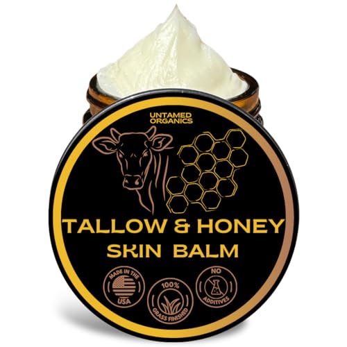 Handmade Tallow & Honey Skin Balm | 100% Grass-Fed Grass-Finished Tallow + Raw Wild Honey | All Purpose Whole Body & Face Moisturizer For Sensitive Skin, 2 fl. oz. (Unscented)