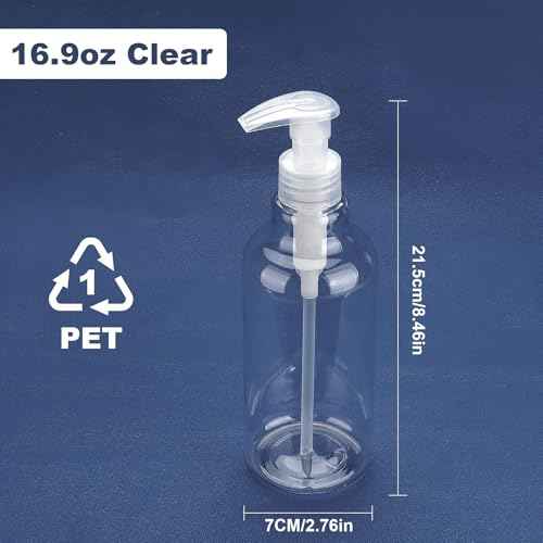 Plastic Soap Dispenser Empty Pump Bottles 16.9oz 2 Pack Refillable Liquid Hand Soap Bottle with Leak-Proof Pump for Kitchen, Bathroom, Office Clear