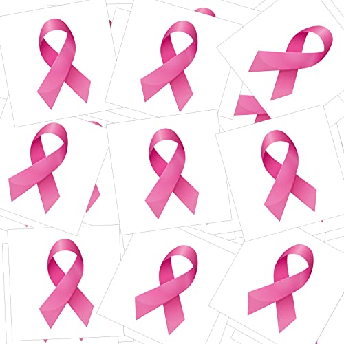 288 Pieces Pink Ribbon Temporary Tattoos Breast Cancer Awareness Tattoo Breast Cancer Stickers Temporary Stickers Pink Ribbon Face Decorations for Party
