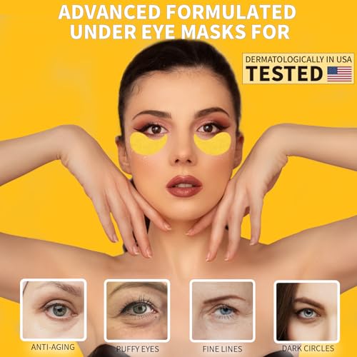 Qyiywim 7.1oz Gold Under Eye Patches for Dark Circles & Puffiness - Luxurious 24K Eye Masks for Men & Women