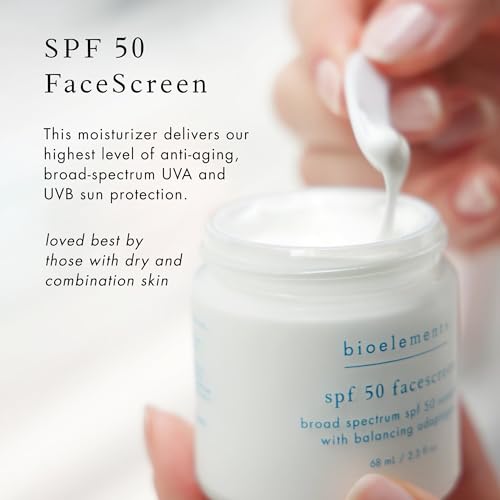 Bioelements SPF 50 FaceScreen - 2.3 oz - Antioxidant, Broad-Spectrum SPF 50 Sunscreen Moisturizer - Vegan, Gluten Free - Never Tested on Animals