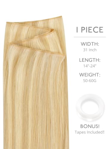 WENNALIFE 18'' Tape In Weft Hair Extensions - Light Blonde Remy Hair
