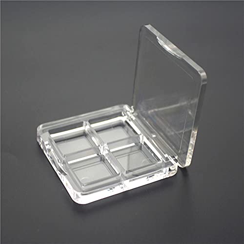 3Pcs Empty Eyeshadow Palette Box Clear Plastic DIY Refillable 4 Grids Makeup Eyeshadow Powder Blush Lipstick Containers Square Small Case for Women Daily and Travel Use