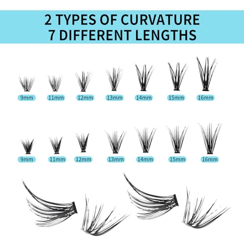 Lash Clusters 30D+40D Wispy Lashes(9-16mm) DIY Natural Lashes 280pcs D Curl Lash Extension For Use At Homecluster Eyelash Extensions