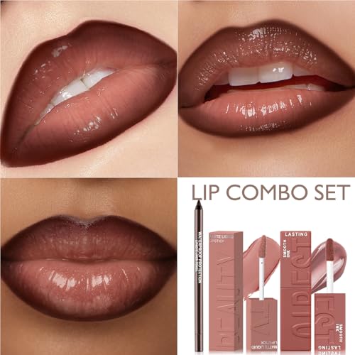 3-in-1 Lip Kit - Matte Lipstick, Liner & Nude Gloss Set